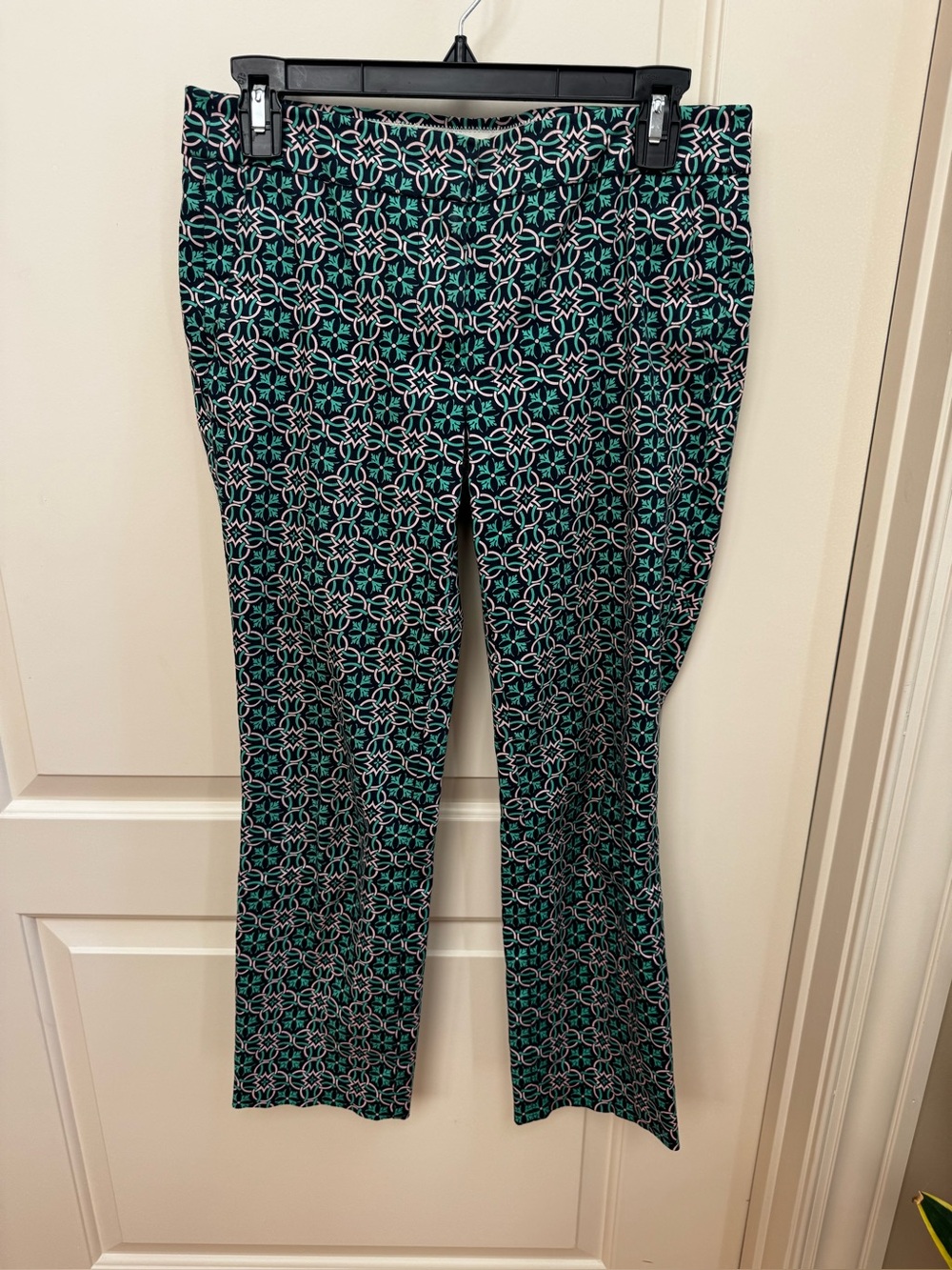 J. Crew Teal and Black Geometric Pants